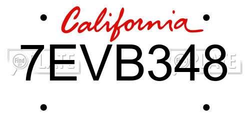 7EVB348 California License Plate
