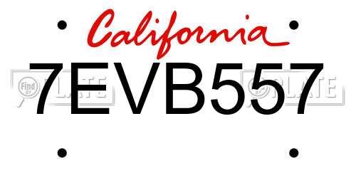 7EVB557 California License Plate