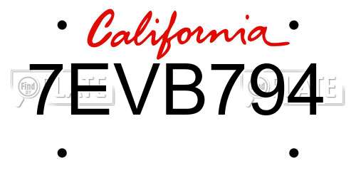7EVB794 California License Plate