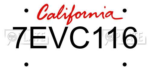 7EVC116 California License Plate
