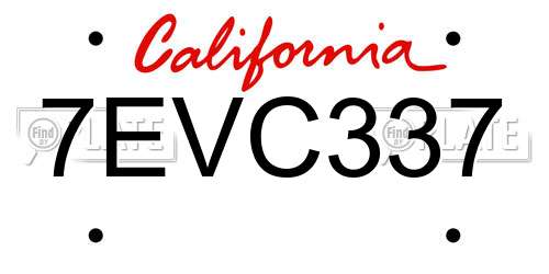 7EVC337 California License Plate