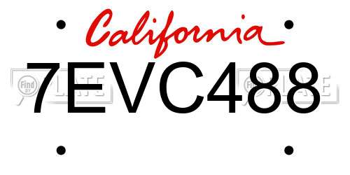7EVC488 California License Plate