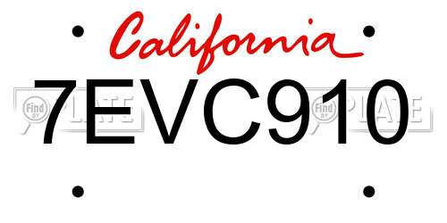 7EVC910 California License Plate
