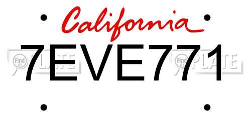 7EVE771 California License Plate