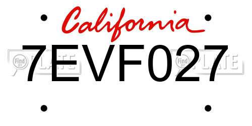 7EVF027 California License Plate