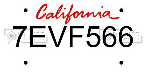 7EVF566 California License Plate