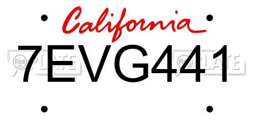 7EVG441 California License Plate