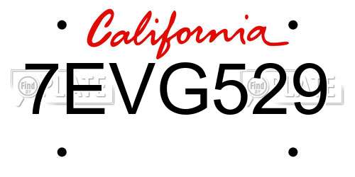 7EVG529 California License Plate