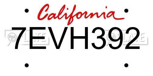 7EVH392 California License Plate