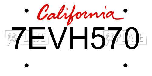7EVH570 California License Plate