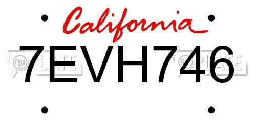 7EVH746 California License Plate