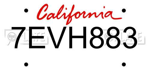 7EVH883 California License Plate
