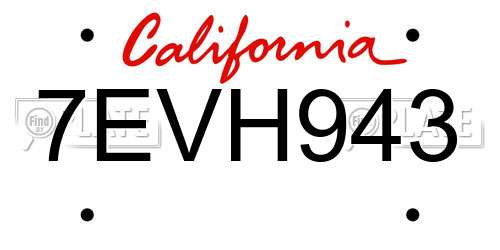 7EVH943 California License Plate