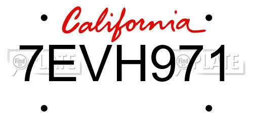 7EVH971 California License Plate
