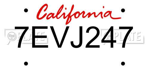 7EVJ247 California License Plate