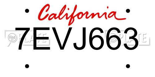 7EVJ663 California License Plate