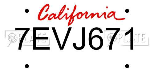 7EVJ671 California License Plate