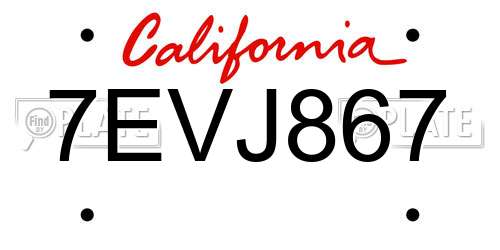 7EVJ867 California License Plate