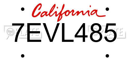 7EVL485 California License Plate