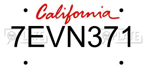 7EVN371 California License Plate