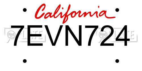 7EVN724 California License Plate