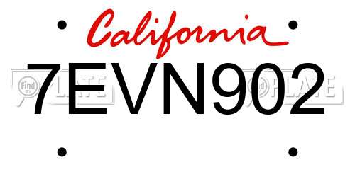 7EVN902 California License Plate