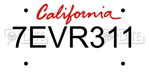 7EVR311 California License Plate