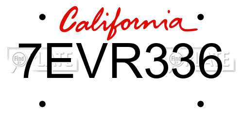 7EVR336 California License Plate