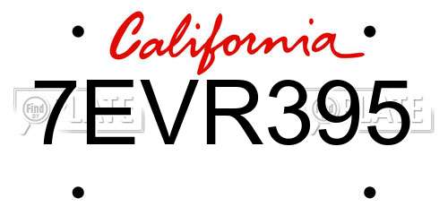 7EVR395 California License Plate
