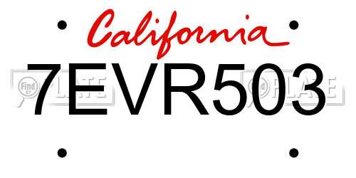7EVR503 California License Plate