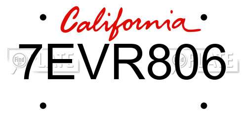 7EVR806 California License Plate