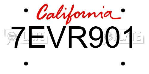 7EVR901 California License Plate