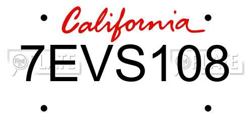 7EVS108 California License Plate