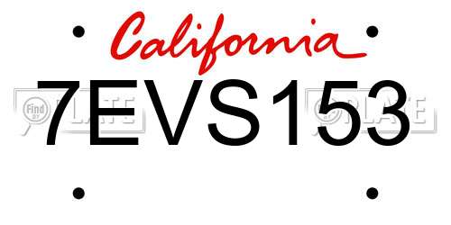 7EVS153 California License Plate