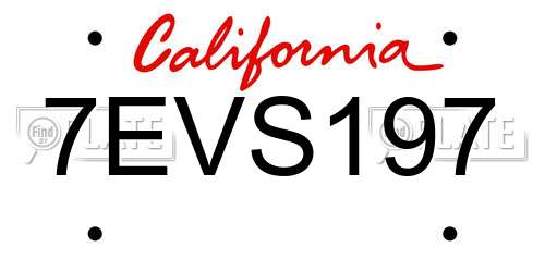 7EVS197 California License Plate