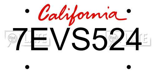 7EVS524 California License Plate