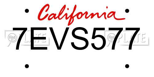 7EVS577 California License Plate