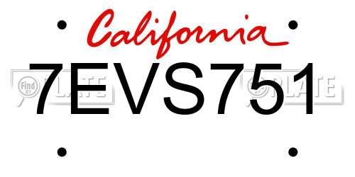 7EVS751 California License Plate