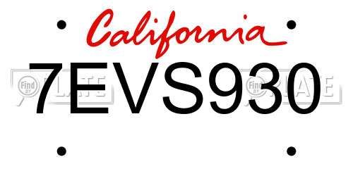 7EVS930 California License Plate