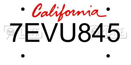7EVU845 California License Plate