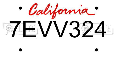 7EVV324 California License Plate