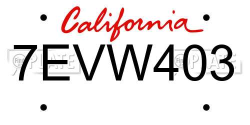 7EVW403 California License Plate
