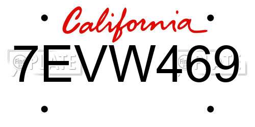 7EVW469 California License Plate