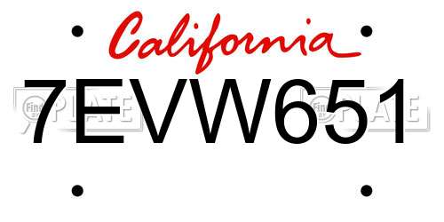 7EVW651 California License Plate