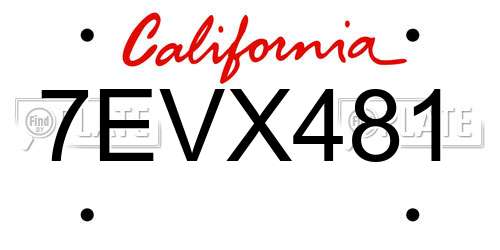 7EVX481 California License Plate