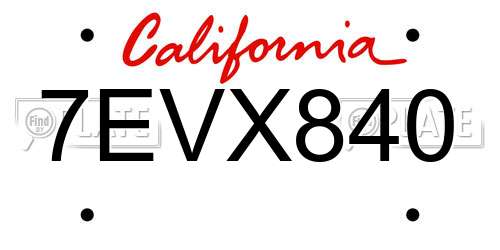 7EVX840 California License Plate