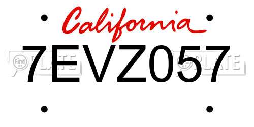 7EVZ057 California License Plate