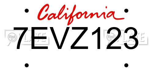 7EVZ123 California License Plate