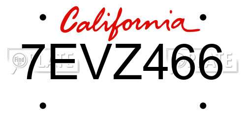 7EVZ466 California License Plate