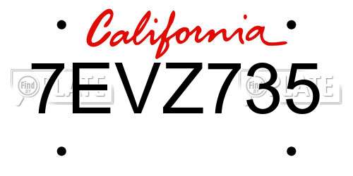 7EVZ735 California License Plate